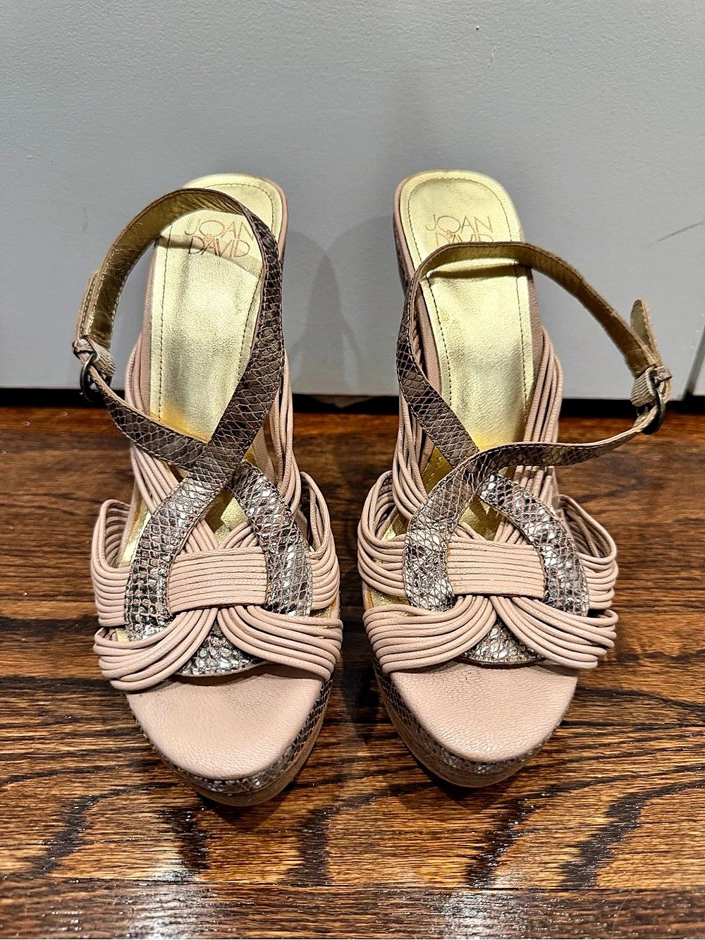 Joan & David Davitalla Leather Platform Heels Brown/Pink Size US 8M